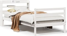 vidaXL Πλαίσιο Κρεβατιού Κεφαλάρι Λευκό 75x190εκ. Μασίφ Πεύκο