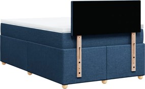 vidaXL Κρεβάτι Boxspring με Στρώμα Μπλε 120x200 εκ. Υφασμάτινο