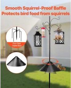 VEVOR 2370mm Bird Feeding Station 4 Hook Wild Bird Feeder Stand Pole