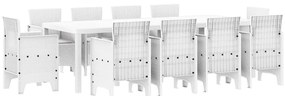 vidaXL Σέτ φαγητού για κήπο 11 pcs Λευκό Rattan Polt
