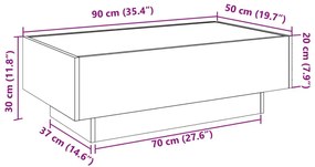 Τραπεζάκι Σαλονιού με LED Μαύρο 90x50x30 εκ. Επεξεργασμένο Ξύλο - Μαύρο