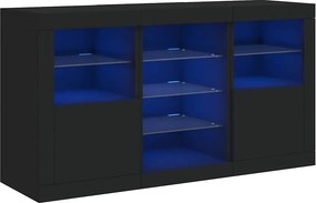 vidaXL Μπουφές με LED Μαύρος 123 x 37 x 67 εκ.