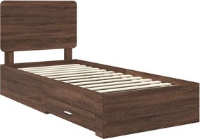 vidaXL Σκελετός Κρεβατιού Καφέ δρυς 75 x 190 cm Επεξεργασμένο ξύλο