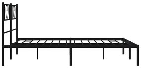 Μεταλλικό Πλαίσιο Κρεβατιού με Κεφαλάρι Μαύρο 135 x 190 εκ. - Μαύρο