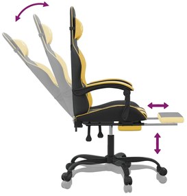 vidaXL Καρέκλα Gaming Μασάζ Υποπόδιο Μαύρο/Χρυσό από Συνθετικό Δέρμα