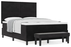 vidaXL Κρεβάτι με ελατήρια με στρώμα Μαύρο 140 x 190 cm Βελούδο