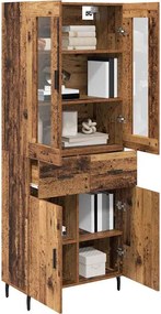 vidaXL Highboard με συρτάρι 2 pcs Παλιό Ξύλο Επεξεργασμένο ξύλο