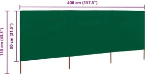 vidaXL Προστατευτικό Αέρα με 3 Πάνελ Πράσινο 400 x 80 εκ. Υφασμάτινο