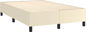 vidaXL Κρεβάτι Boxspring με Στρώμα Κρεμ 120x200εκ. από Συνθετικό Δέρμα