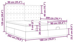 Οθωμανικό κρεβάτι με στρώματα Taupe 180x200cm ύφασμα - Μπεζ-Γκρι