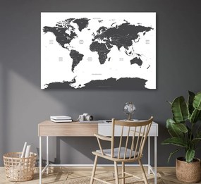 Εικόνα στον παγκόσμιο χάρτη φελλού με μεμονωμένες πολιτείες σε γκρι - 120x80  arrow