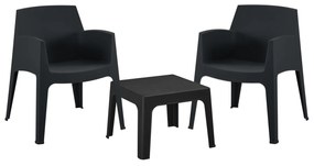 ΣΕΤ 3ΤΜΧ ΠΟΛΥΠΡΟΠΥΛΕΝΙΟΥ SLEEK HM21267.02 ΤΡΑΠΕΖΑΚΙ &amp; 2 ΠΟΛΥΘΡΟΝΕΣ-ΜΑΥΡΟ