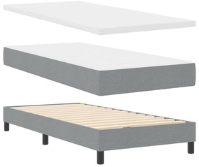 vidaXL Box Spring Κρεβάτι με Στρώμα Light Grey 90x190 εκ. Υφασμάτινο