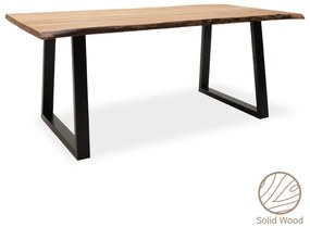 Τραπέζι Miles pakoworld μασίφ ξύλο 4εκ καρυδί-πόδι μαύρο 200x96x79εκ - Ξύλο - 113-000005