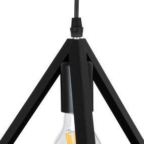 GloboStar® TRIANGLE 00616 Μοντέρνο Κρεμαστό Φωτιστικό Οροφής Τρίφωτο 3 x E27 Μαύρο Μεταλλικό Πλέγμα Φ49 x Y130cm
