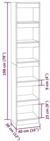 vidaXL Βιβλιοθήκη/Διαχωριστικό Χώρου Λευκό 40x30x198 εκ. Επεξ. Ξύλο