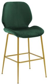 Bar stool Impel metallic gold-velvet dark green 48x61x103 εκ.