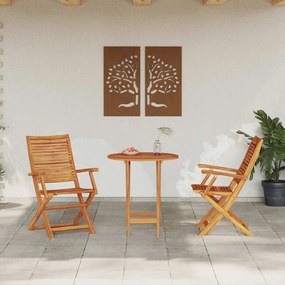 vidaXL Φορητό Σετ Μπιζερί 3 pcs Καφέ Στερεό Ξύλο Ακακίας