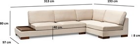 Γωνιακός Καναπές με Δεξιά Γωνία Μπεζ CEDOL 313x193x80