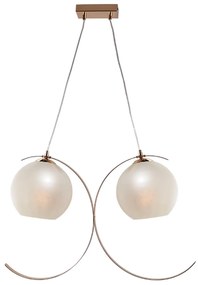 Φωτιστικό Οροφής Δίφωτο DCR17502P Gold Metal, Glass