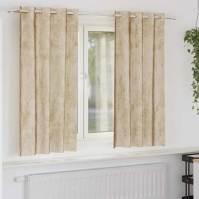 vidaXL Κουρτίνα με κουρτίνες 2 pcs Κρεμ 175 x 140 εκ. Βελούδο