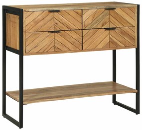 vidaXL Τραπέζι κονσόλας με ράφι Καφέ 90 x 35 x 80 εκ Μασίφ ξύλο μάνγκο