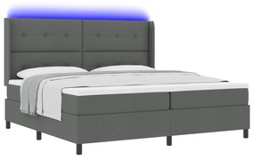 vidaXL Κρεβάτι με Σπαστό Στρώμα & LED Γκρι Σκούρο 200x200 εκ. Υφασμάτινο