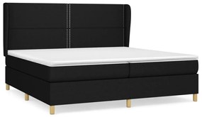 vidaXL Κρεβάτι Boxspring με Στρώμα Μαύρο 200x200 εκ. Υφασμάτινο