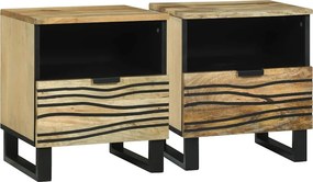 vidaXL Κομοδίνο 2 pcs Φυσικό 40 x 33 x 46 εκ. Επεξεργασμένο Ξύλο