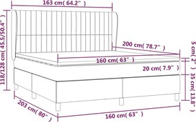 vidaXL Κρεβάτι Boxspring με Στρώμα Μπλε 160x200 εκ. Υφασμάτινο
