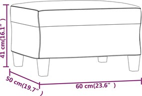 vidaXL Υποπόδιο Κρεμ 60x50x41 εκ. Υφασμάτινο