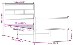Πλαίσιο Κρεβατιού Χωρ. Στρώμα Sonoma Δρυς 80x200εκ Επεξ. Ξύλο 4017281