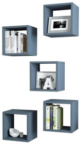 WALL SHELVES 5PCS  BLUE MELAMINE 30x30x24Hcm.