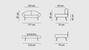 Διθέσιος Καναπές Κρεβάτι Μαύρο BOFAS 177x75x87