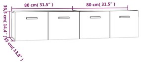 Ντουλάπια Τοίχου 2 τεμ. Γκρι Σκυρ. 80x35x36,5 εκ. Επεξ. Ξύλο - Γκρι