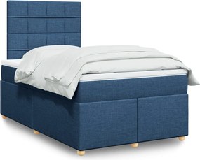 vidaXL Κρεβάτι Boxspring με Στρώμα Μπλε 120x200 εκ. Υφασμάτινο