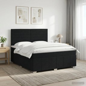 vidaXL Κρεβάτι box spring με στρώμα Μαύρο 180 x 200 cm Ύφασμα