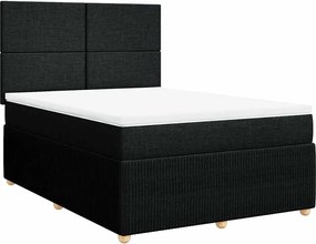 vidaXL Κρεβάτι Boxspring με Στρώμα Μαύρο 140x190 εκ. Υφασμάτινο