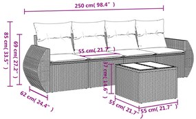 ΣΕΤ ΚΑΝΑΠΕ ΚΗΠΟΥ 5 ΤΕΜ. ΜΠΕΖ ΣΥΝΘΕΤΙΚΟ ΡΑΤΑΝ ΜΕ ΜΑΞΙΛΑΡΙΑ 3221087