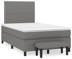 vidaXL Κρεβάτι Boxspring με Στρώμα Σκούρο Γκρι 120x200 εκ. Υφασμάτινο