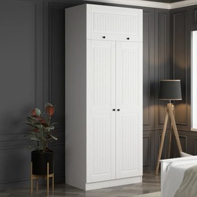 Διφυλλη Ντουλαπα με Πατάρι Λευκο KALEO 52x90x255