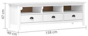 vidaXL Έπιπλο Τηλεόρασης Hill Λευκό 158x40x47 εκ. Ξύλο Πεύκου