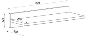 Ράφι Τοίχου EMBER Λευκό Μοριοσανίδα/Μελαμίνη 60x24x12cm - 14410260