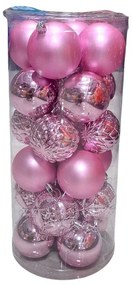 Σετ Χριστουγεννιάτικες Μπάλες 8εκ. 24τεμ Ροζ