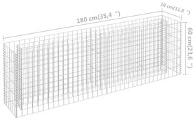 Συρματοκιβώτιο-Γλάστρα Υπερυψωμένη 180x30x60 εκ. Γαλβ. Χάλυβας - Ασήμι