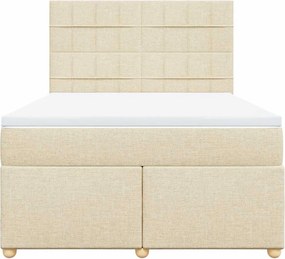 vidaXL Κρεβάτι Boxspring με Στρώμα Κρεμ 140x190 εκ. Υφασμάτινο