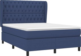 vidaXL Κρεβάτι Boxspring με Στρώμα Μπλε 140x200 εκ. Υφασμάτινο