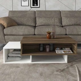 Τραπεζάκι σαλονιού Tab Megapap χρώμα λευκό - καρυδί 105x60x32εκ.