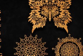 Σετ των 2 Intra απο ξύλο plywood 3mm-4mm πάχος κοπής με λέιζερ 3D Butterfly Mandala Δίασταση 30x30 cm INTRAFABR-89856043