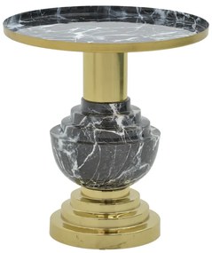 Βοηθητικό τραπέζι Cogent Inart μαύρο-χρυσό μέταλλο Φ46x50εκ Υλικό: IRON 287-000005
